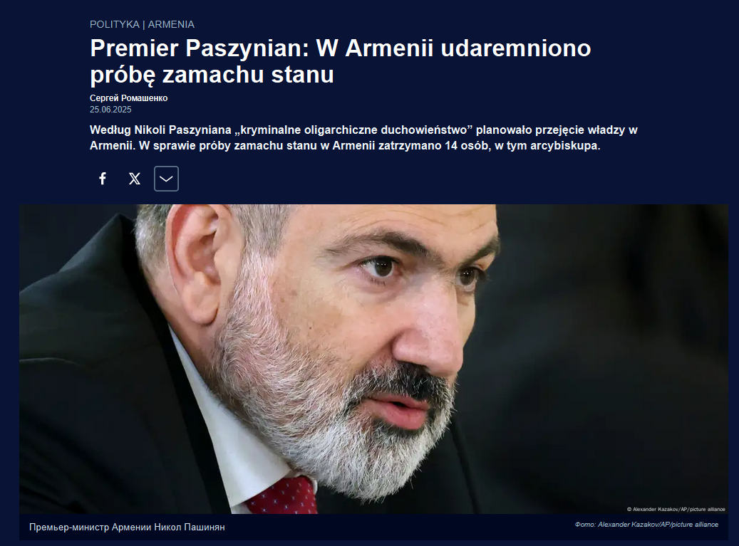 W Armenii rozpoczęto aresztowania osób powiązanych z Moskwą